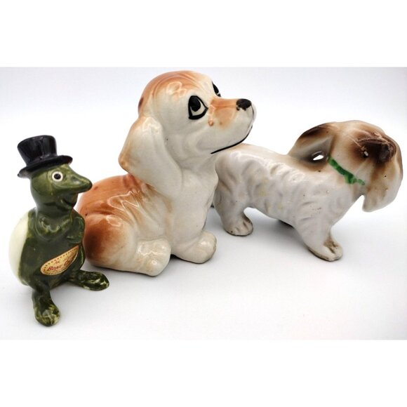 Bone China Animals Puppies Turtles Vintage Made In Japan Figures 1950s - Picture 5 of 9